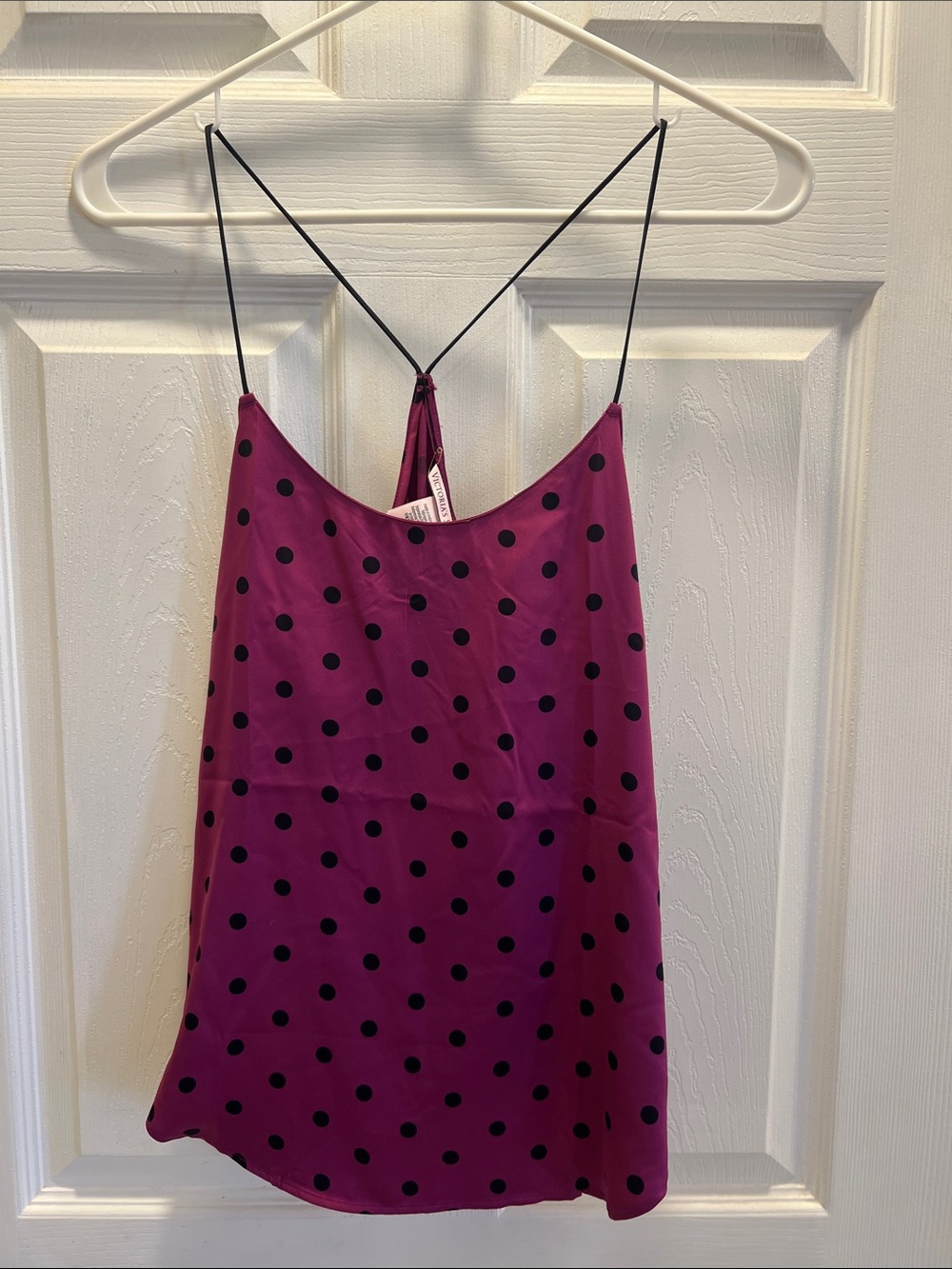 NWT Victoria's Secret Plum Polka Dot Satin Tank Top
